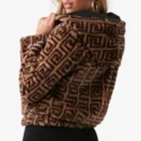 Brown and Black Fuzzy Jacket - Picture 5 of 5